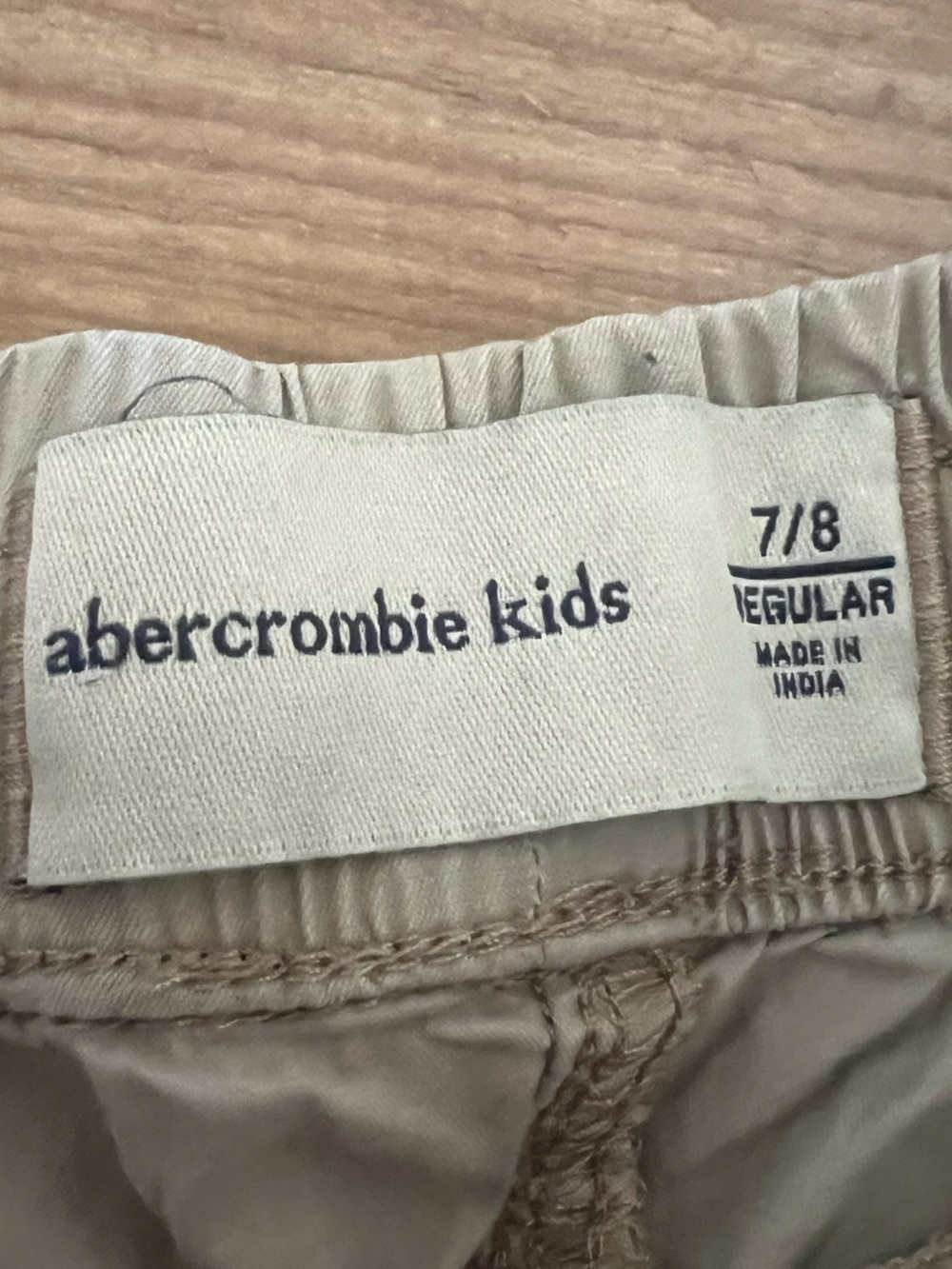 Abercrombie Kids Khaki Jogger Cargo Pants Elastic Drawstring Waist Tan 7/8 - Picture 2 of 6